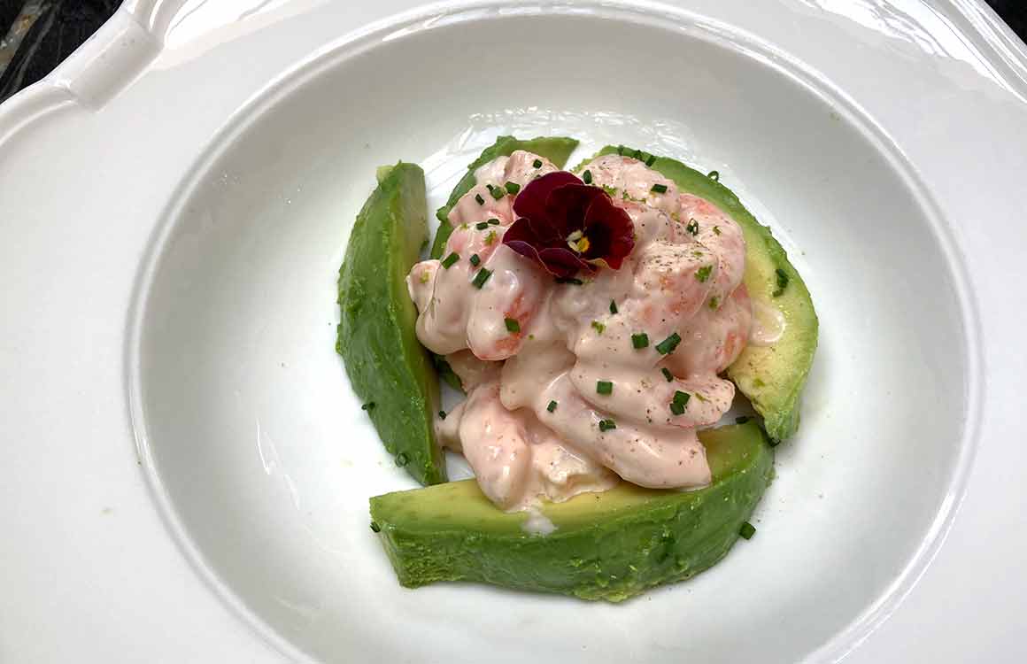 Restaurant Le Coq de Bougival crevettes et avocat