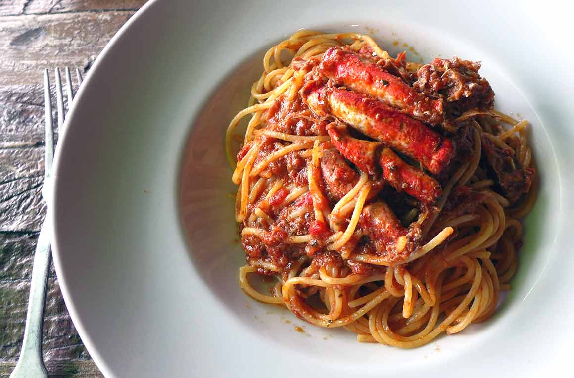 Restaurant Uncino spaghetti araignée de mer