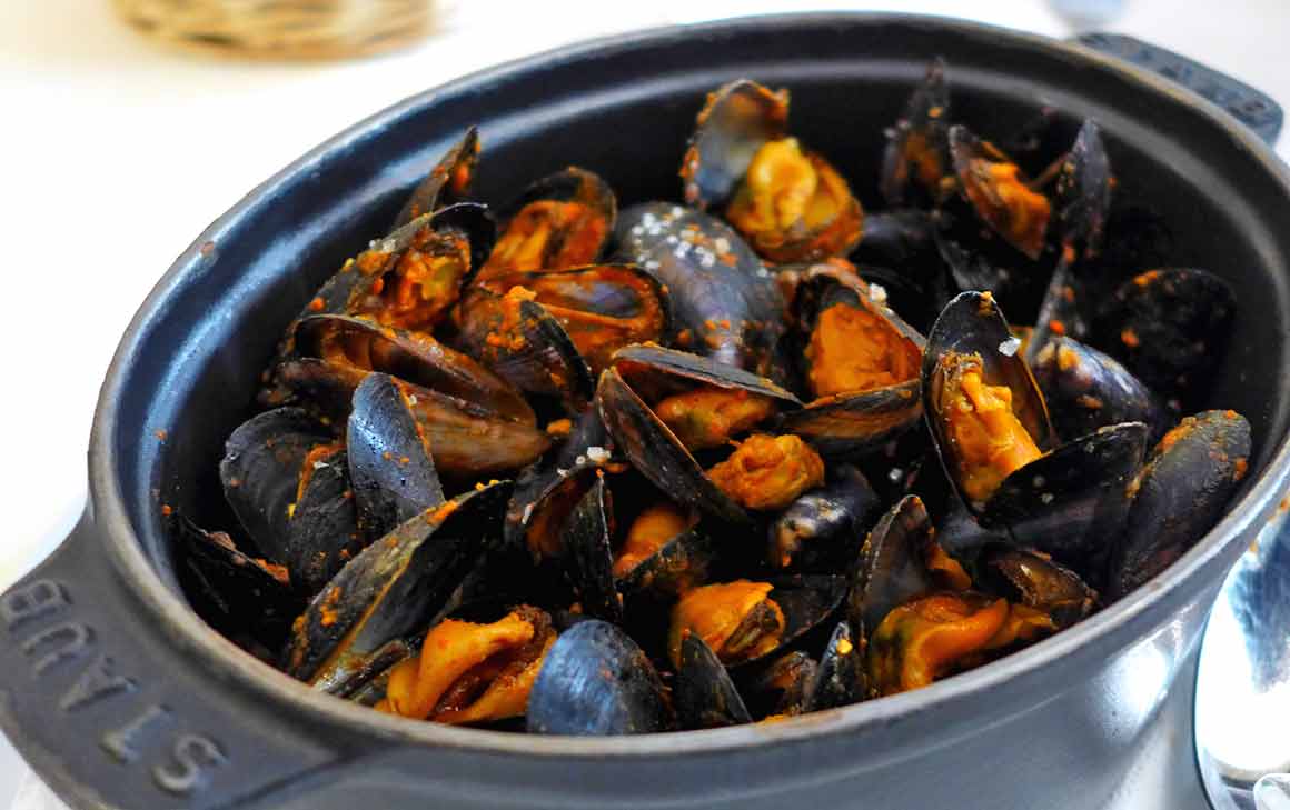 La Sirène de Lorette moules à l'espagnole tomate et courgette