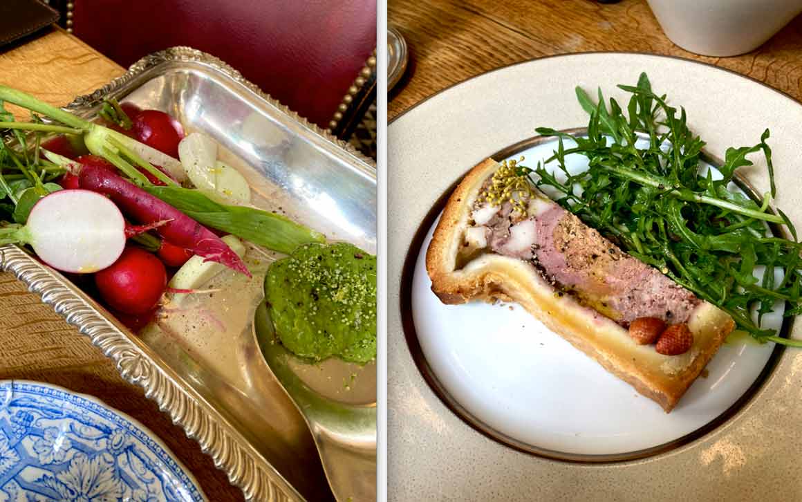 Restaurant Aux Lyonnais, radis et pâté en croûte