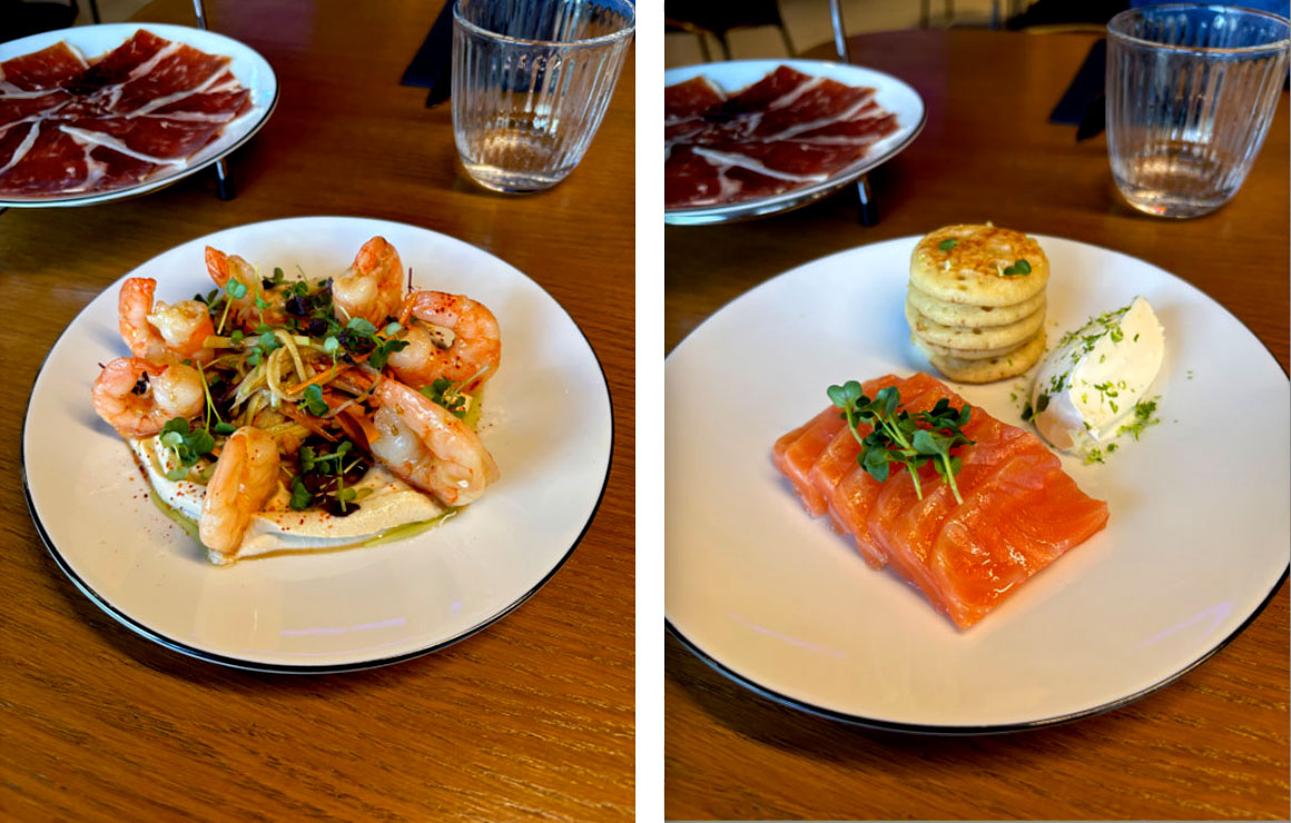 Crevettes à l'ail ;  coeur de saumon