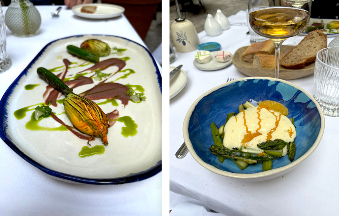 Fleurs de courgette, Asperges vertes