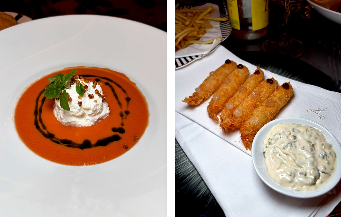 L'Aventure gaspacho, tempura crevettes