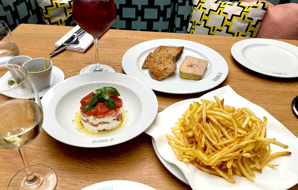 Le Ballu Gâteau de tomates, foie gras, pommes allumettes