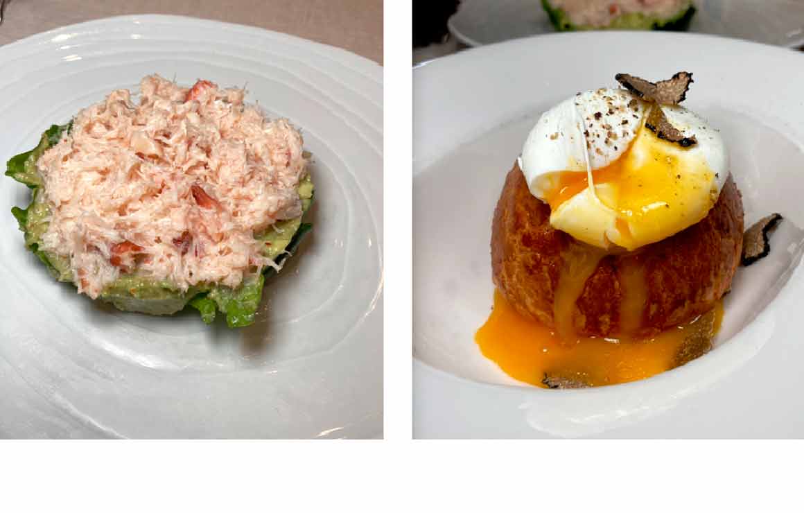 Maxan Tourteau et purée d'avocat, Croque mignon à la truffe