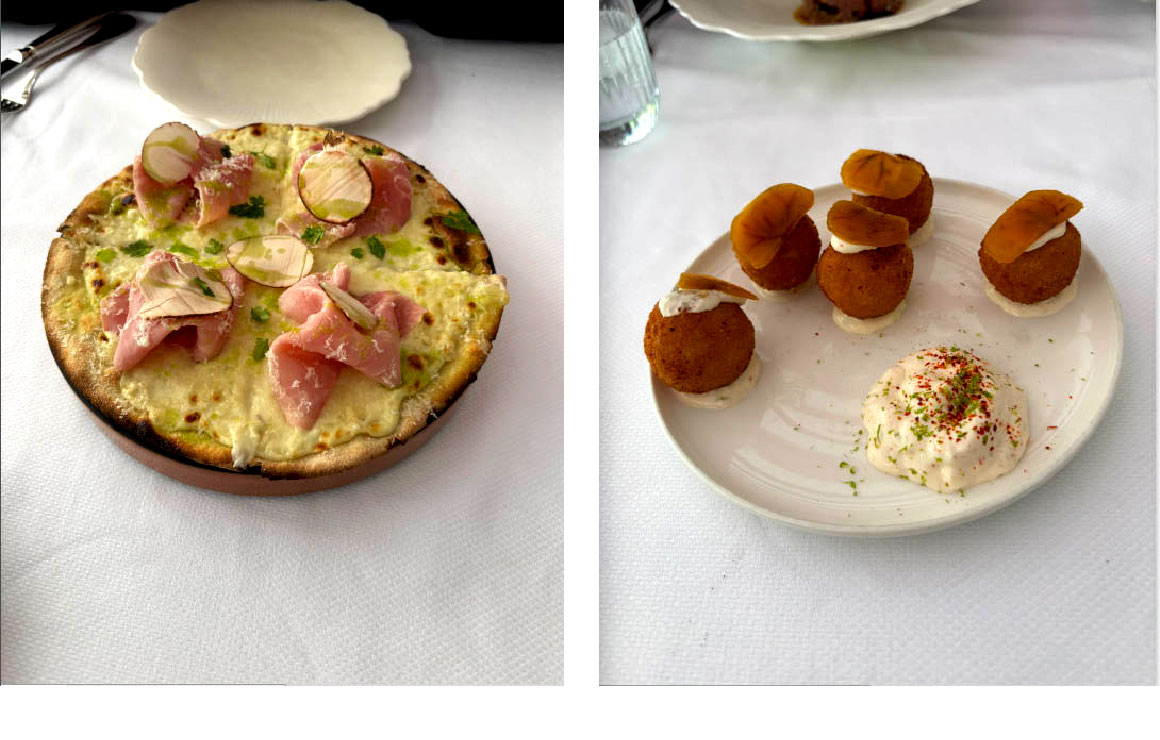 Pizzetta, arancini cacio e pepe