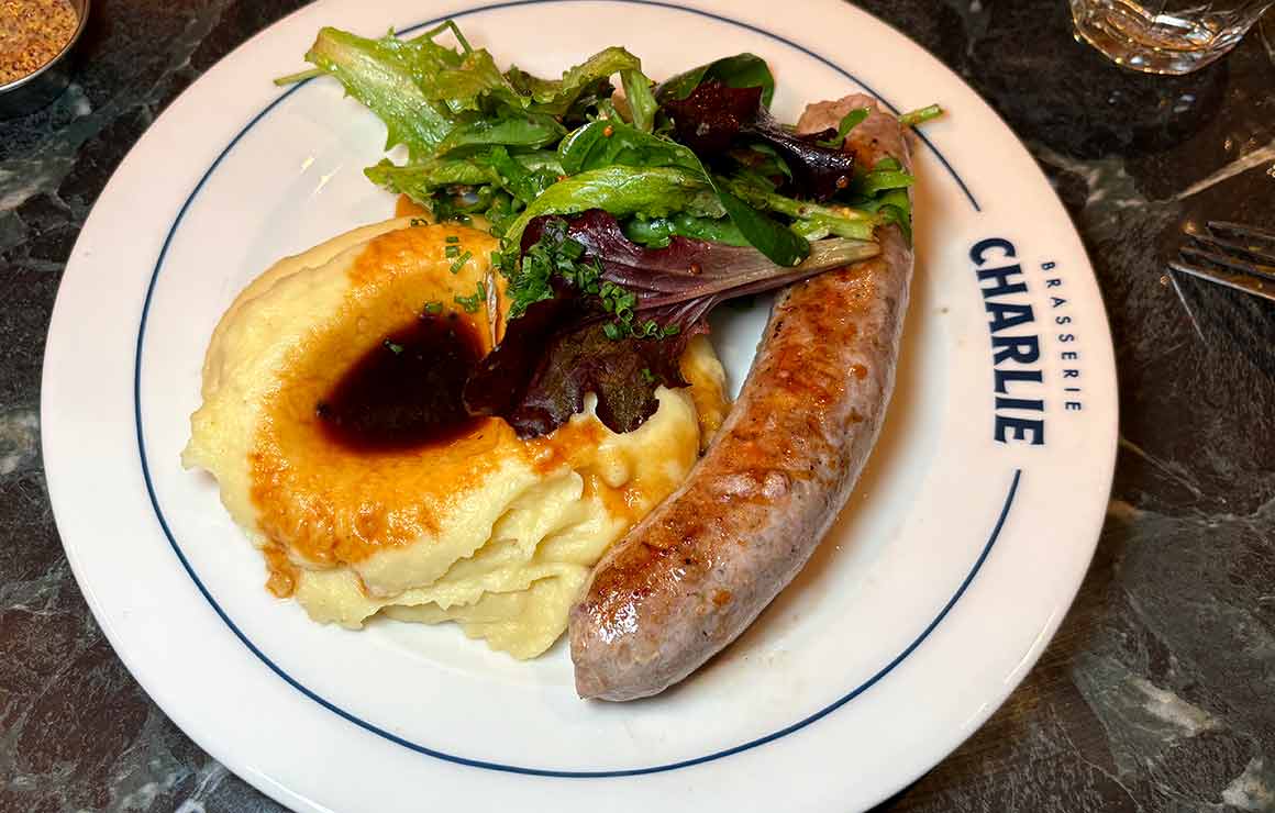 Brasserie Charlie saucisse purée