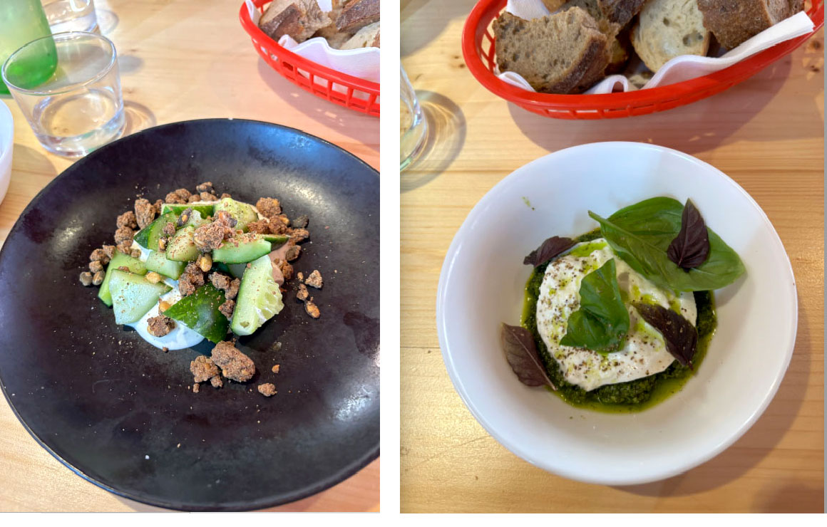 Concombre à la crème et Burrata