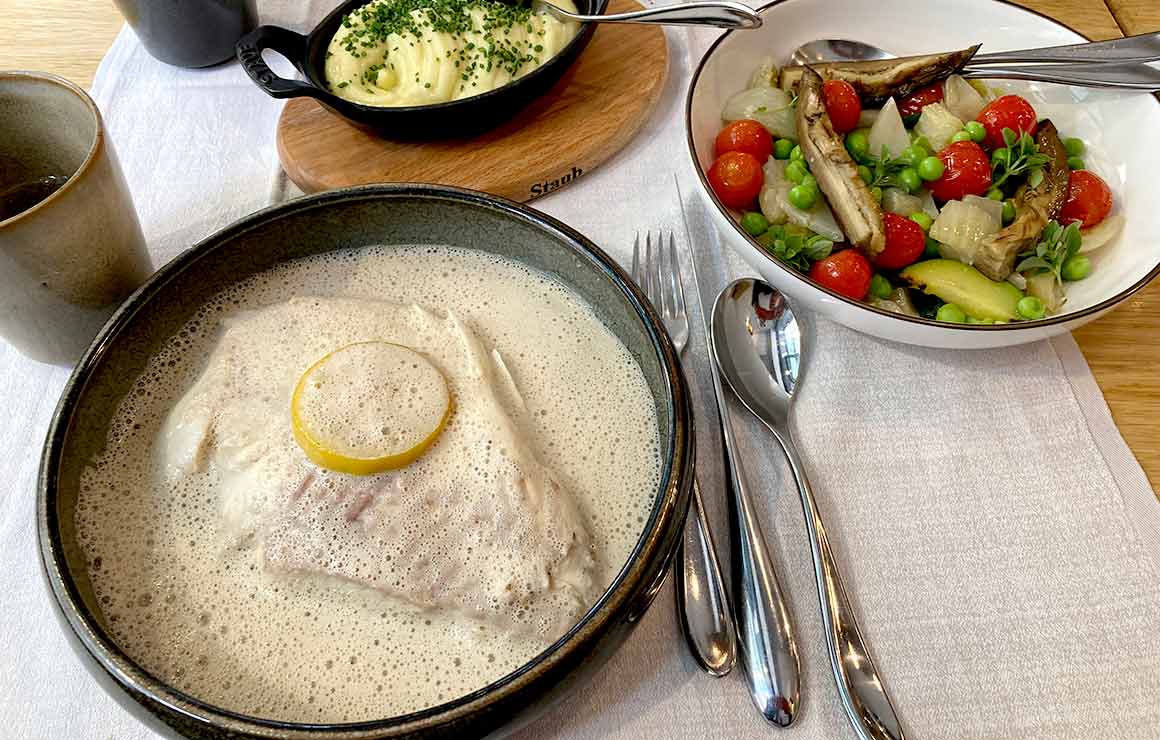 L'Antre Amis turbot, purée et légumes