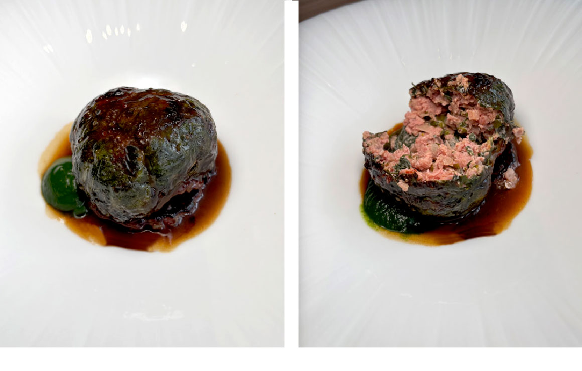 Restaurant Irwin Caillette de cochon, jus réduit