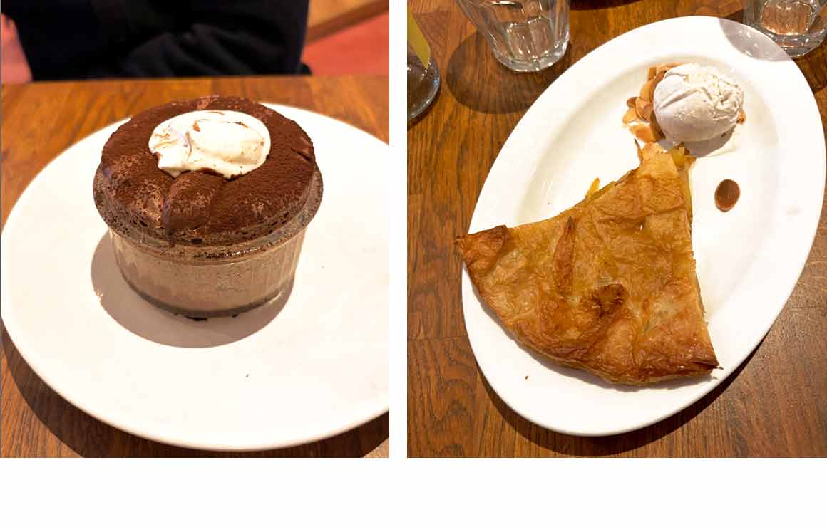 Restaurant Attabler Soufflé au chocolat et Tourtière landaise