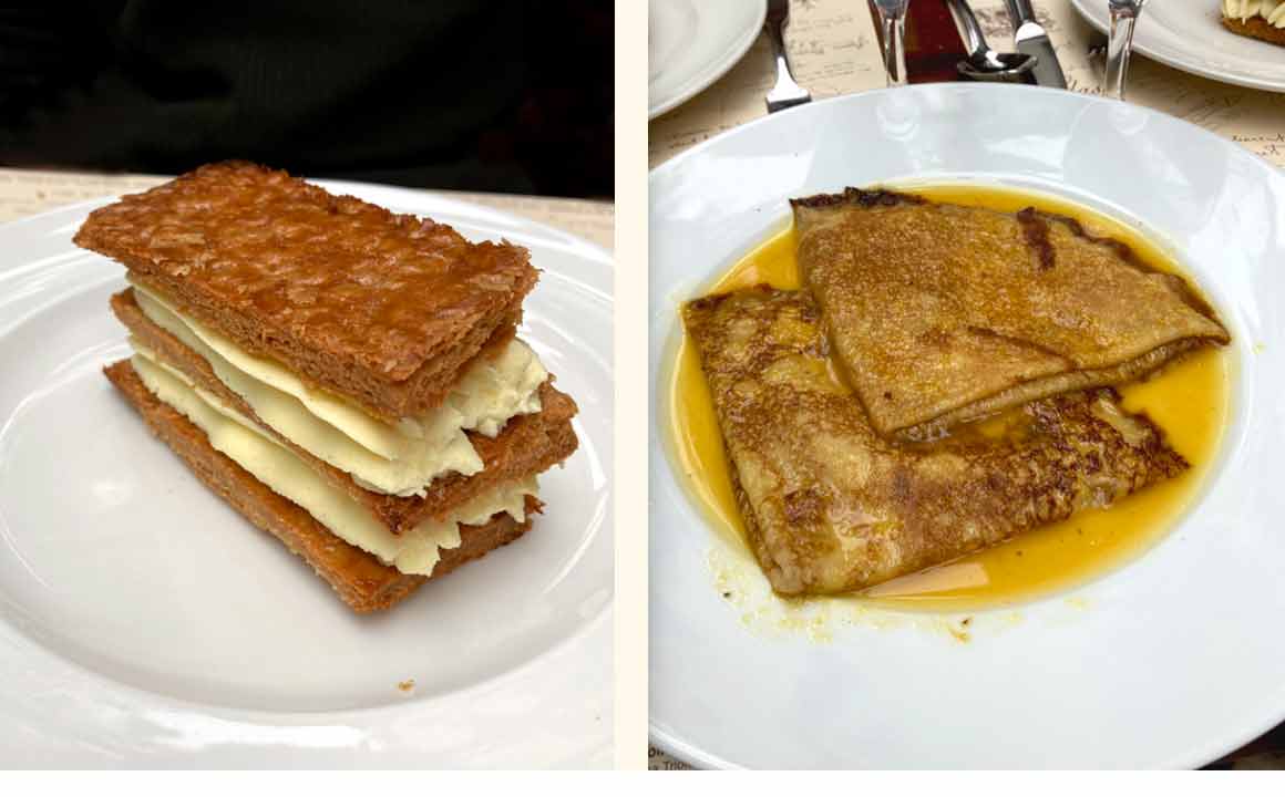 La Closerie des Lilas millefeuille et crêpes Suzette