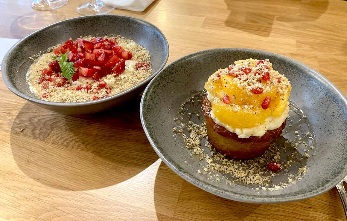 Restaurant Evi Evane Fromage blanc et gâteau à l'orange