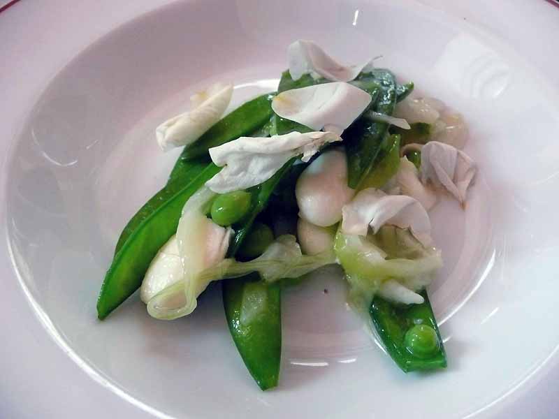 Restaurant L’ARPEGE : Petits pois au gingembre et oignon cheveu d'ange