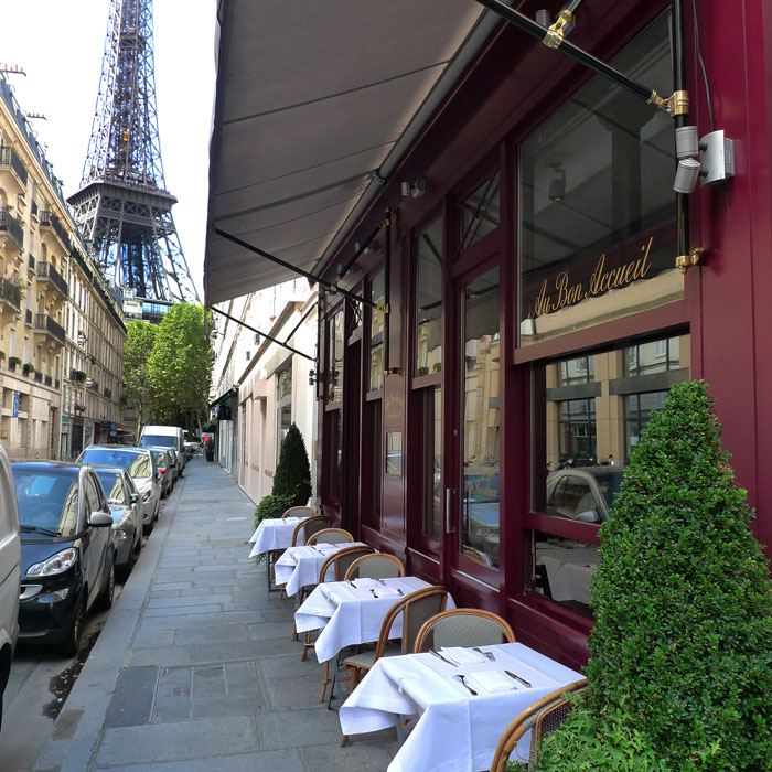 Restaurant Au Bon Accueil, Terrasse avec vue sur la Tour Eiffel )