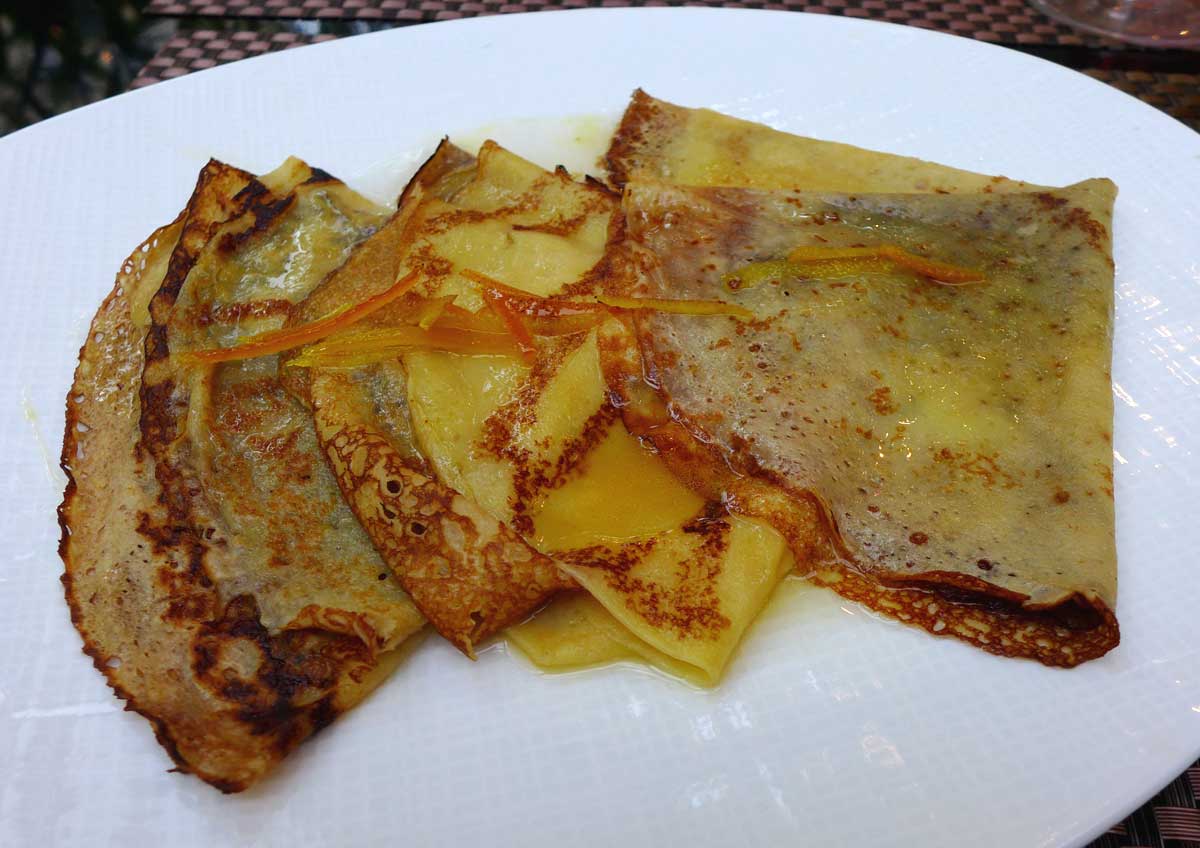 Auberge du Moulin Vert, Crêpes Suzette flambées au Grand-Marnier