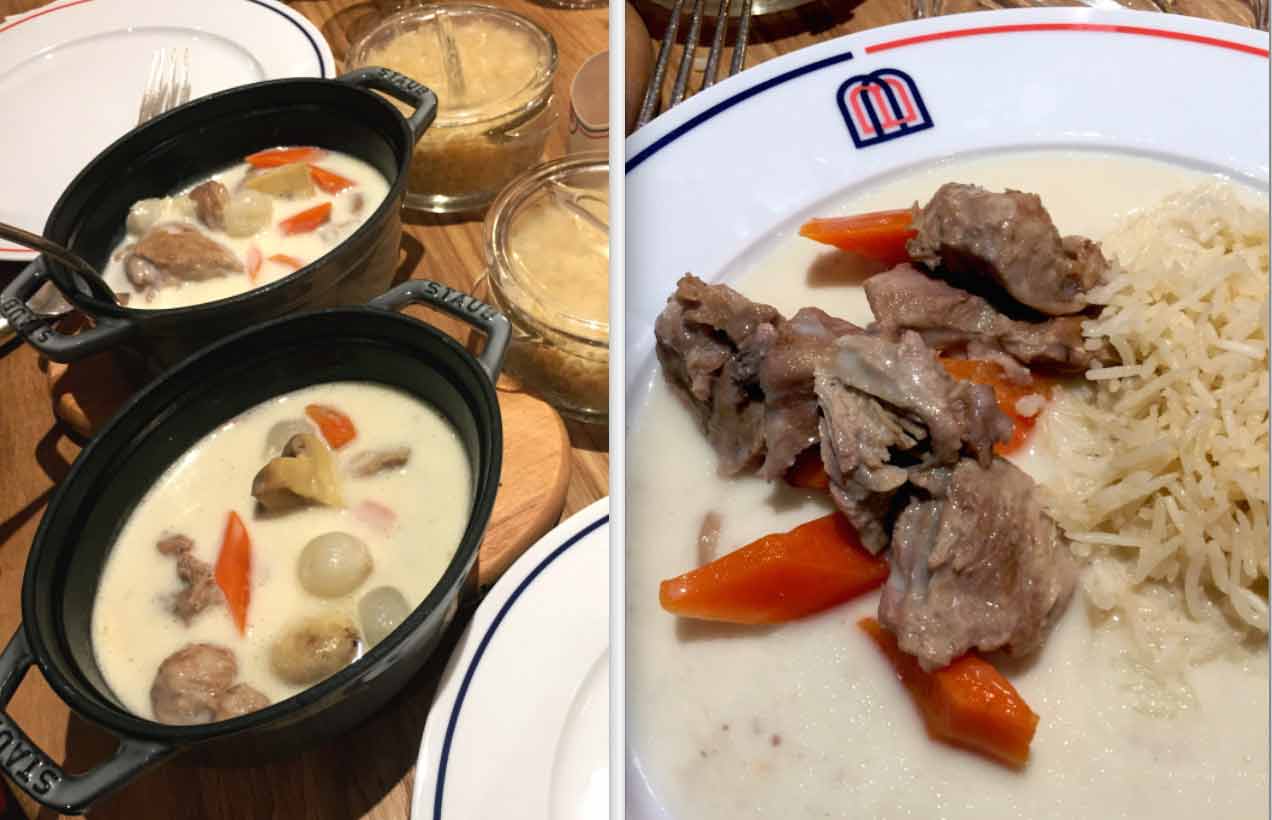 Bistrot BENOIT Louvre, blanquette de veau et riz pilaf