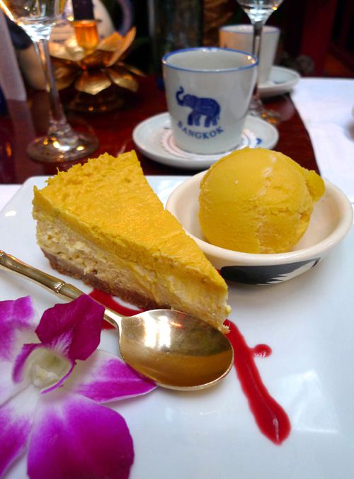 Restaurant Blue Elephant, cheese cake à la mangue