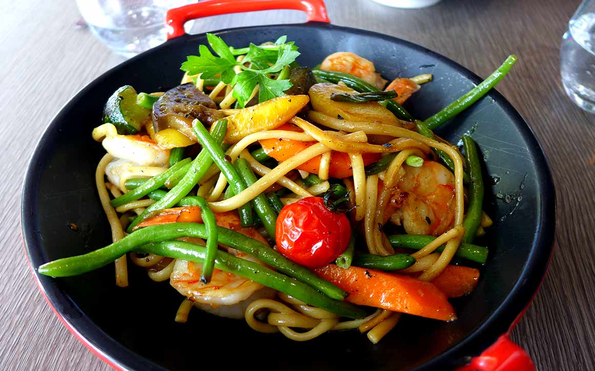 Brasserie Napoléon III, Wok de linguines aux crevettes