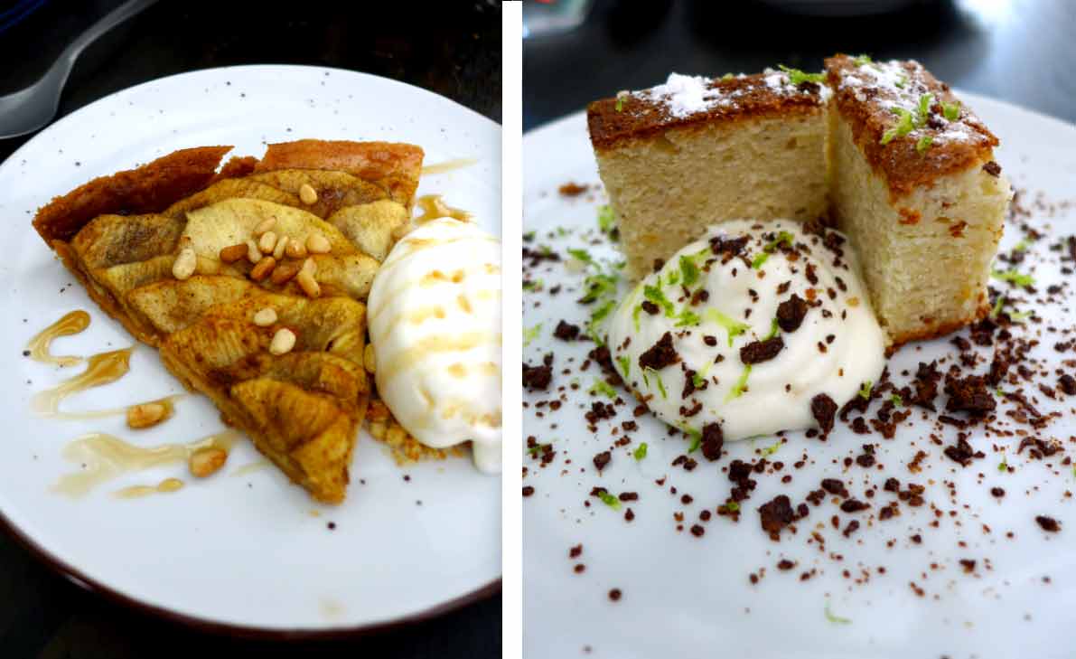 Restaurant SELLAE, Tarte tiède aux pommes et glace au fromage blanc