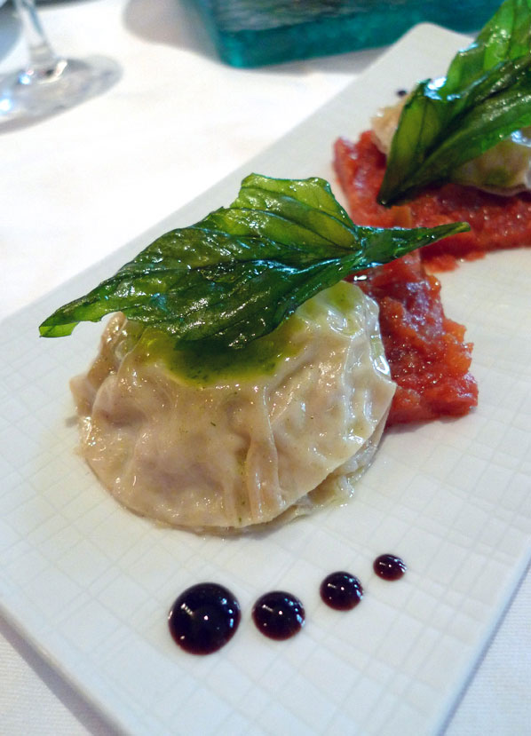 Restaurant Garnier, ravioles de tourteau avec concassée de tomates