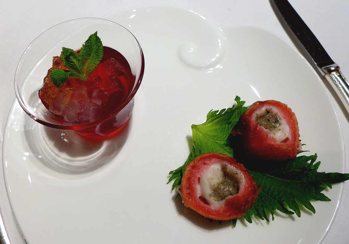 Restaurant Shang Palace : Gelée de fleur d'hibiscus et pêche