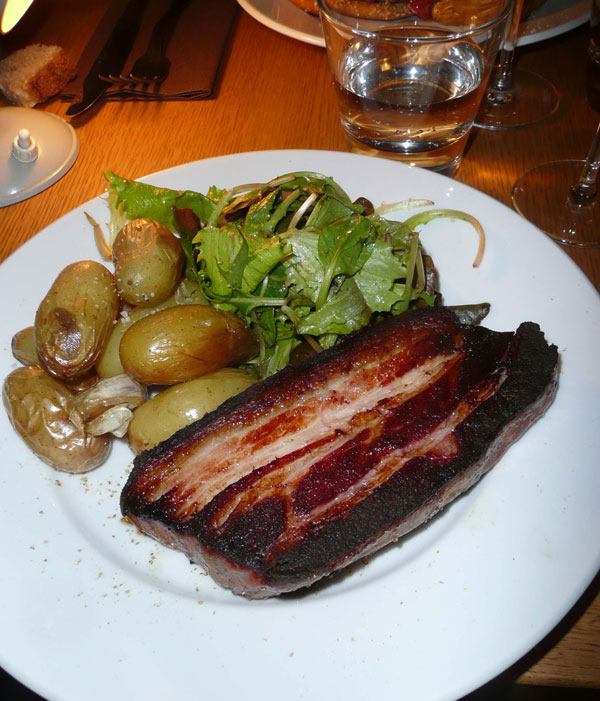 Restaurant Glou, poitrine de cochon confite