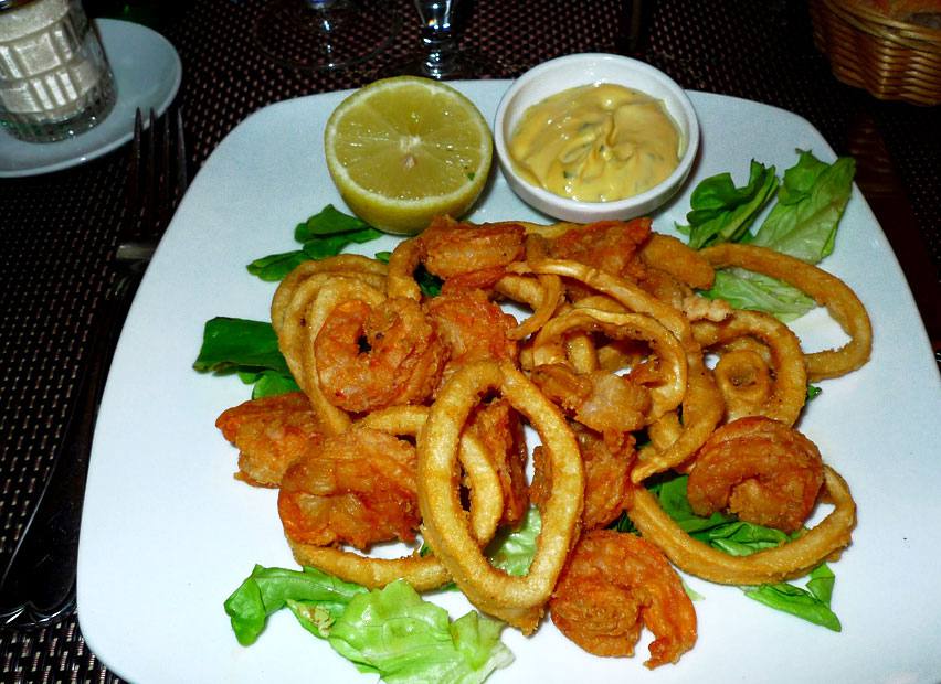 Restaurant Il Barone, calamars crevettes