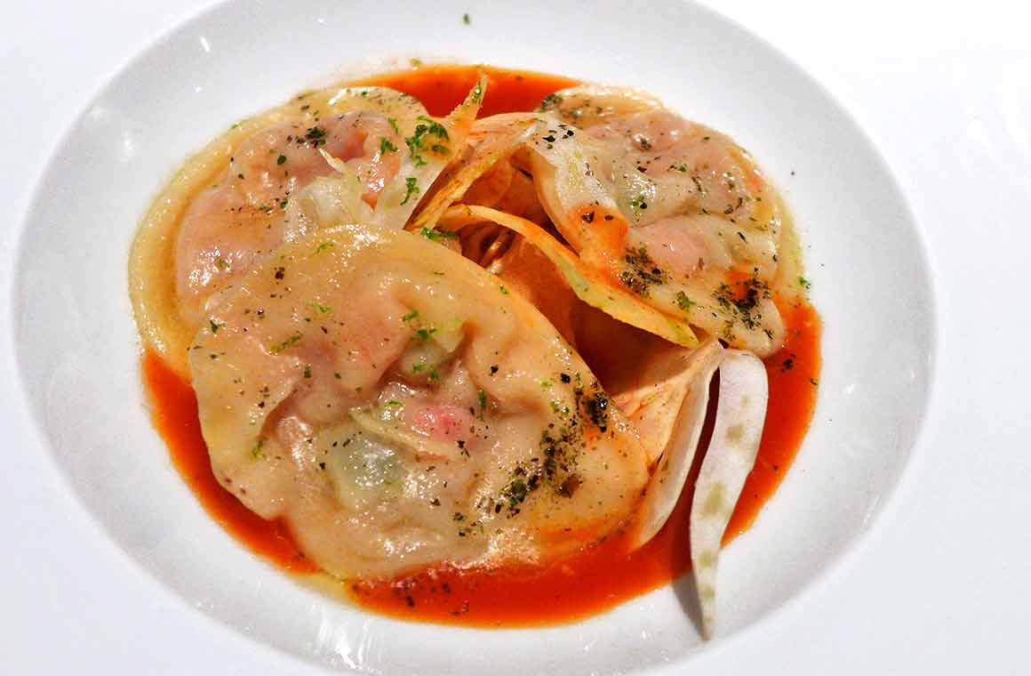 Restaurant Jacques FAUSSAT, Ravioles et bouillon de légumes épicés