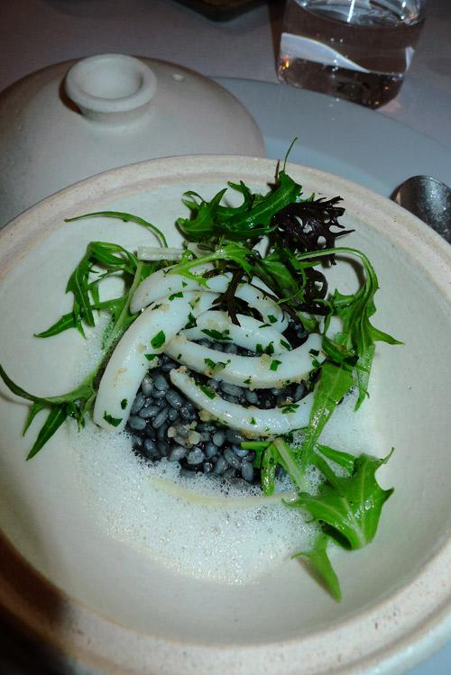 Restaurant Le KEI : Risotto à l'encre de seiche et calamars