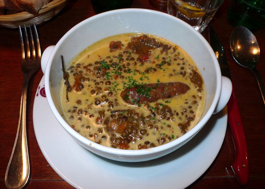 La Cantine du Troquet, La saucisse confite et lentilles