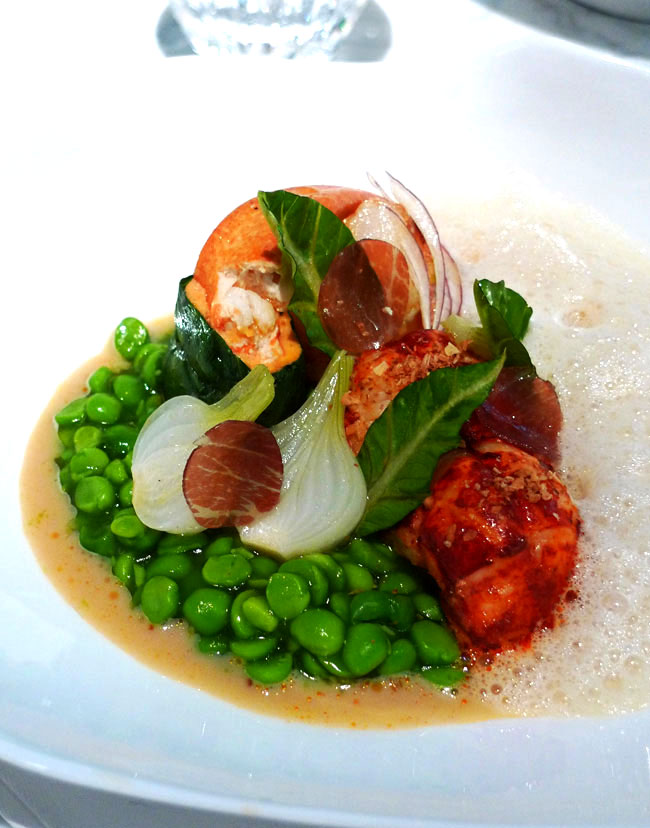 Restaurant La Scène : Homard bleu rôti avec petits pois