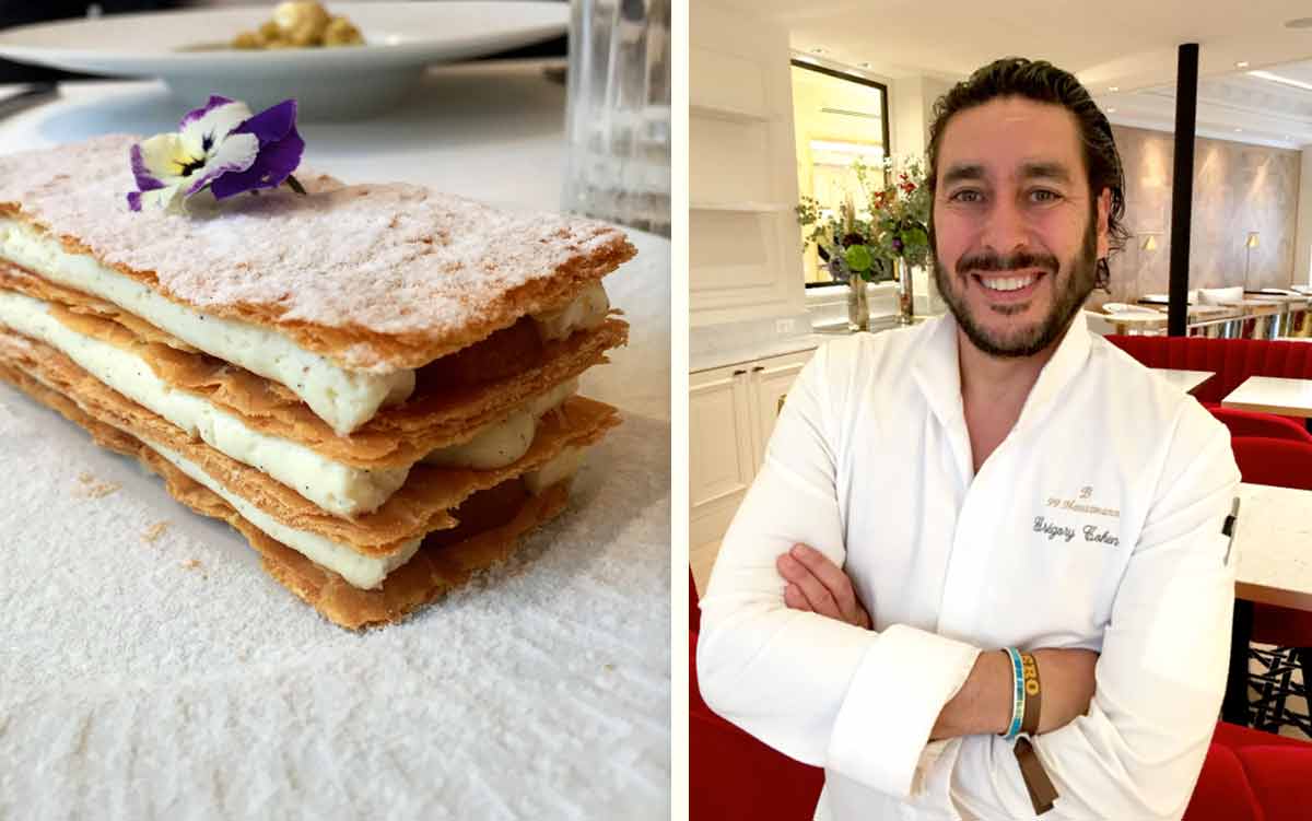 Restaurant Le 99 Haussmann : Mille-feuille de Nata - le chef Grégory Cohen.