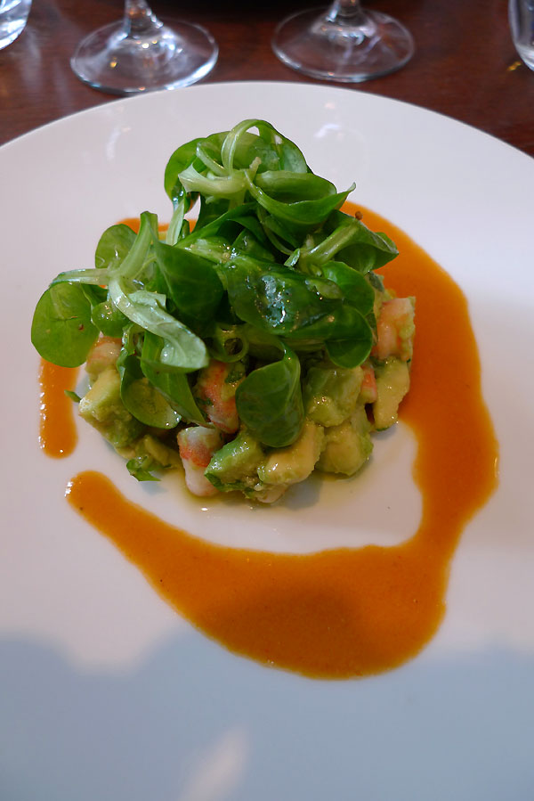 Restaurant Le Bouchon et L'Assiette, Le tartare de crevettes et avocat au gingembre