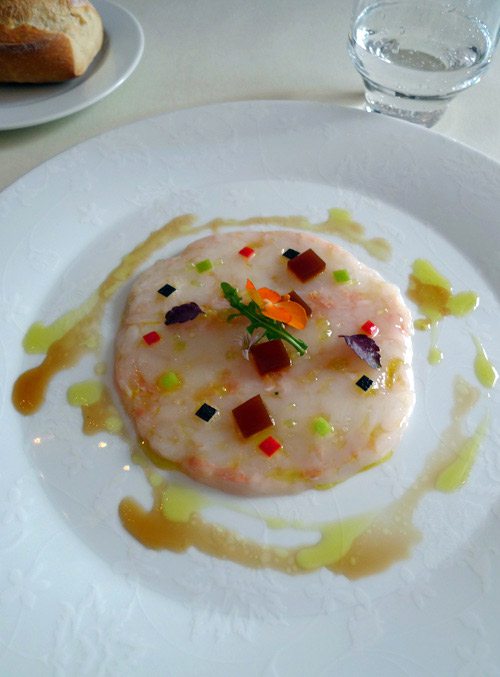 Restaurant Le Clarisse : Carpaccio de langoustines et gelée de ponzu