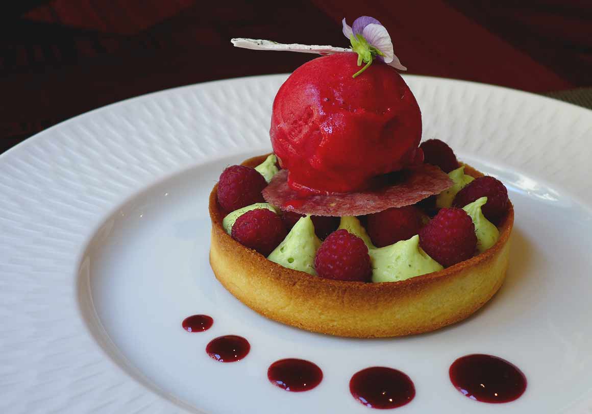 Restaurant Balthus: Tarte aux framboises et sorbet framboise