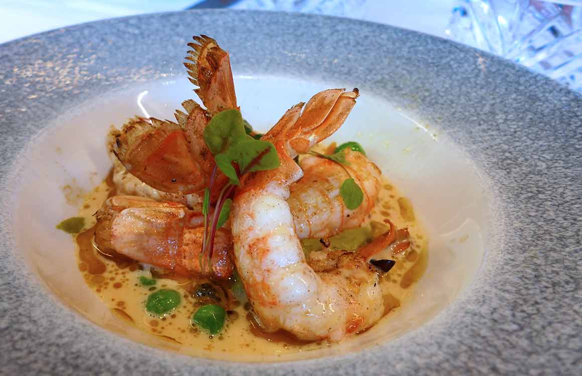 Brasserie La Lorraine, Langoustines rôties avec sauce et petits pois