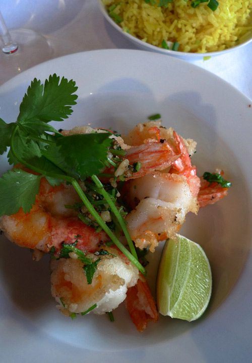 Restaurant Lily Wang, crevettes ail poivre noir et coriandre 