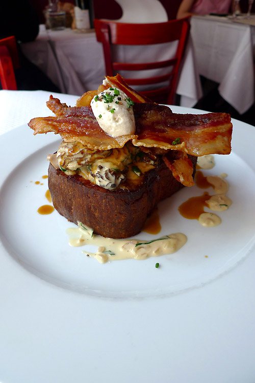 Restaurant Makoto Aoki, brioche aux morilles et lard de Ibaïona