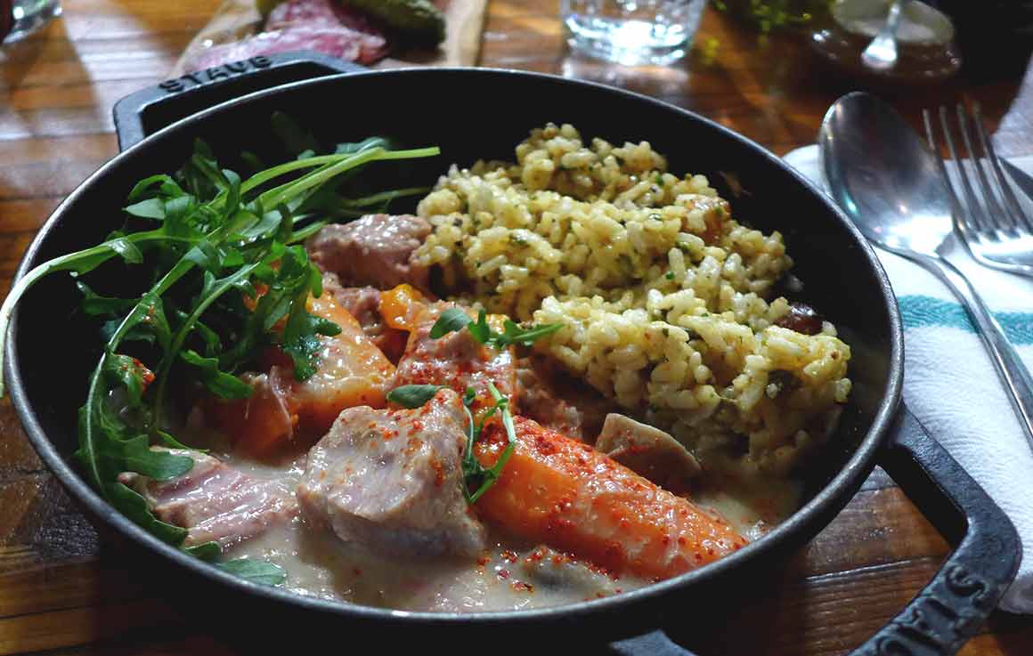 Restaurant RURAL, Blanquette de veau au lait d'amande et riz du Piémont