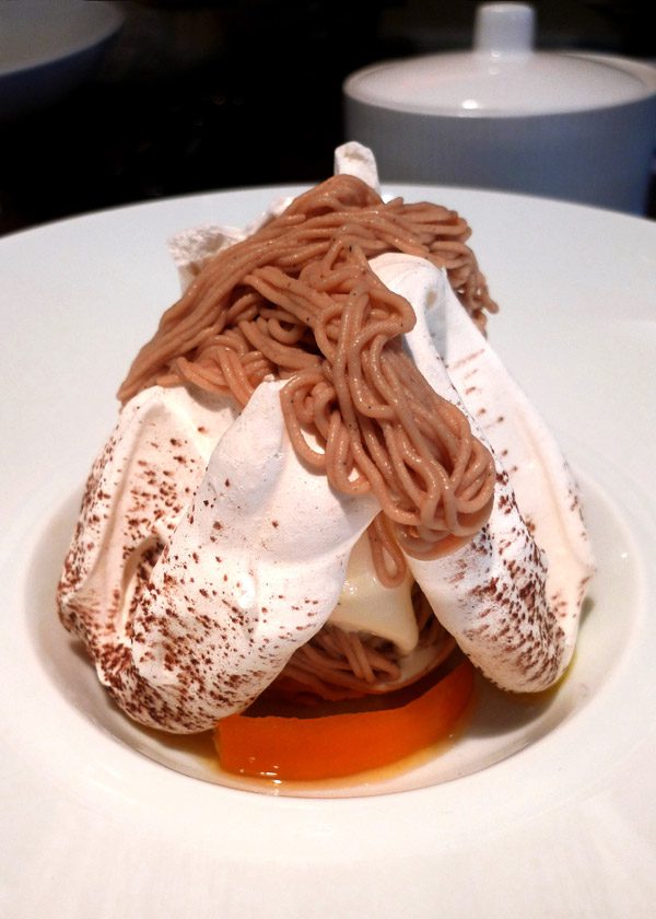 Restaurant Mets Gusto, vacherin marron orange confite