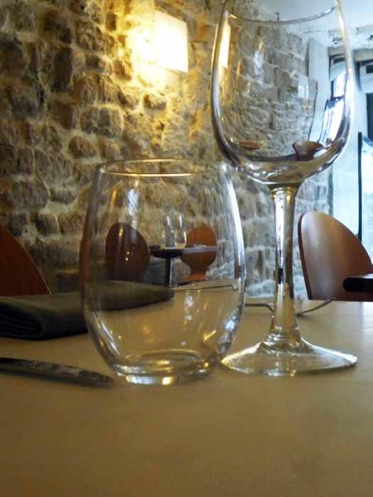 Restaurant Monjul, les verres de service