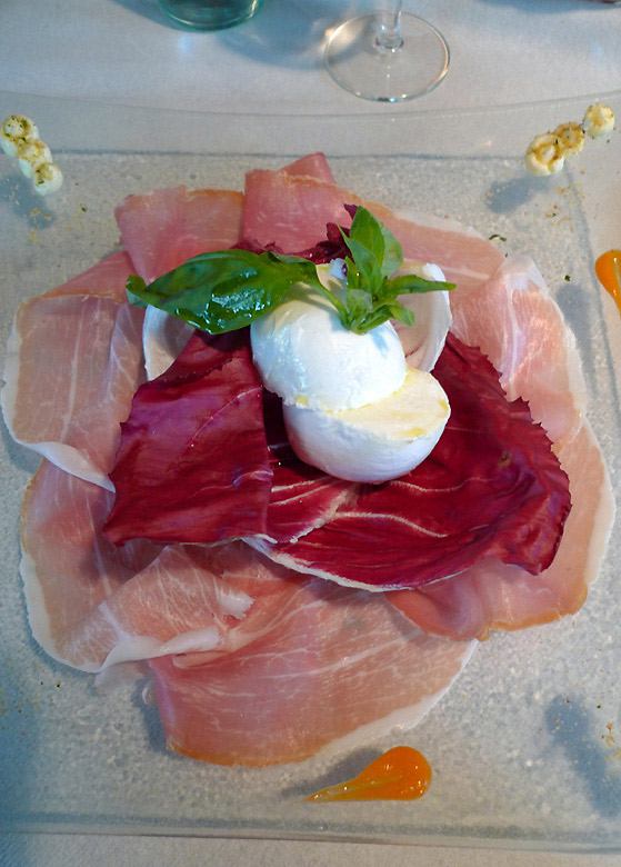 Restaurant Monteleone, jambon cru de Parme vieilli et mozzarella de buffle