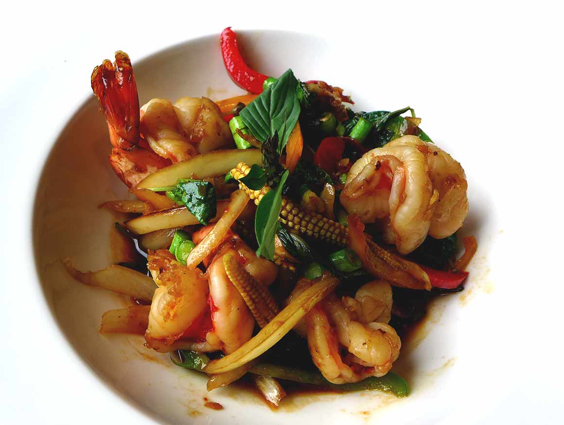 Restaurant Piment Thaï 21, crevettes pimentées sautés au wok