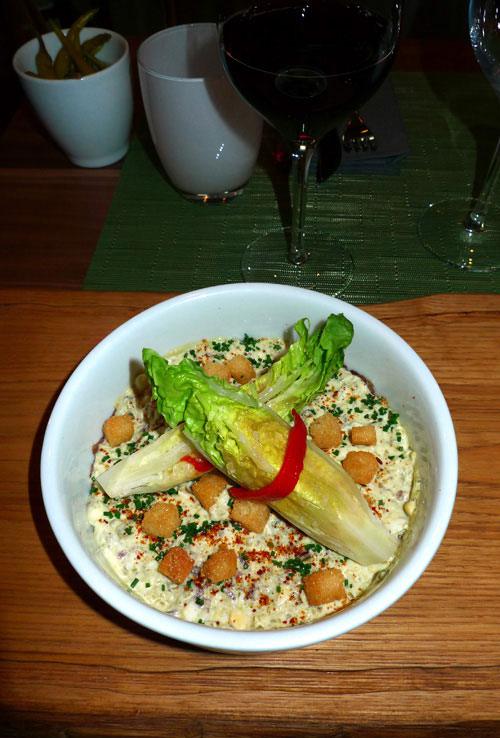 Restaurant Pottoka : Carpaccio tiède de jarret de bœuf et Cogollos