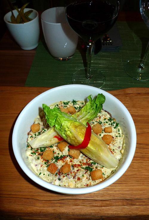 Restaurant Pottoka : Carpaccio tiède de jarret de bœuf et Cogollos