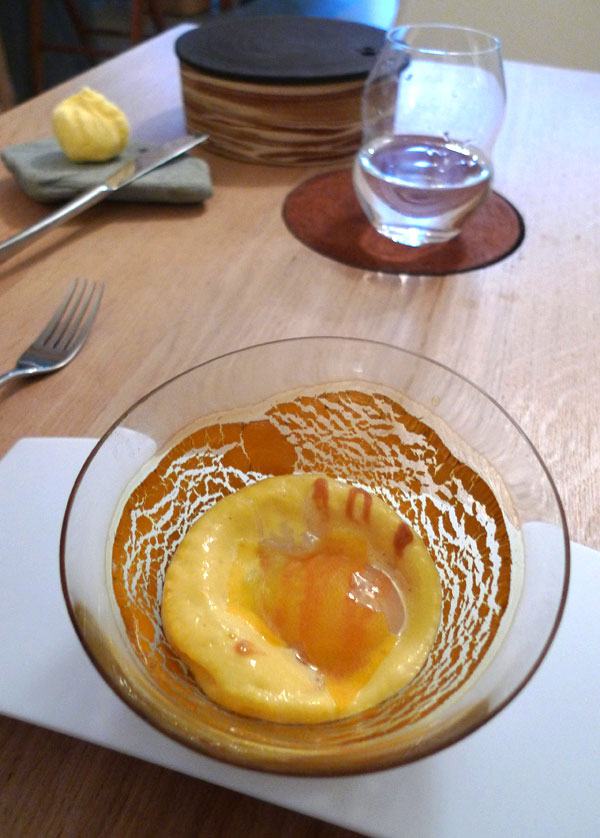 Restaurant DAVID TOUTAIN : Le maïs avec œuf poché et cumin