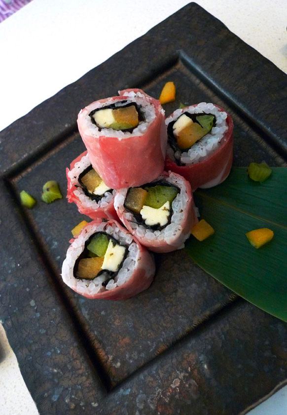 Restaurant Sous les Cerisiers, maki au jambon cru 