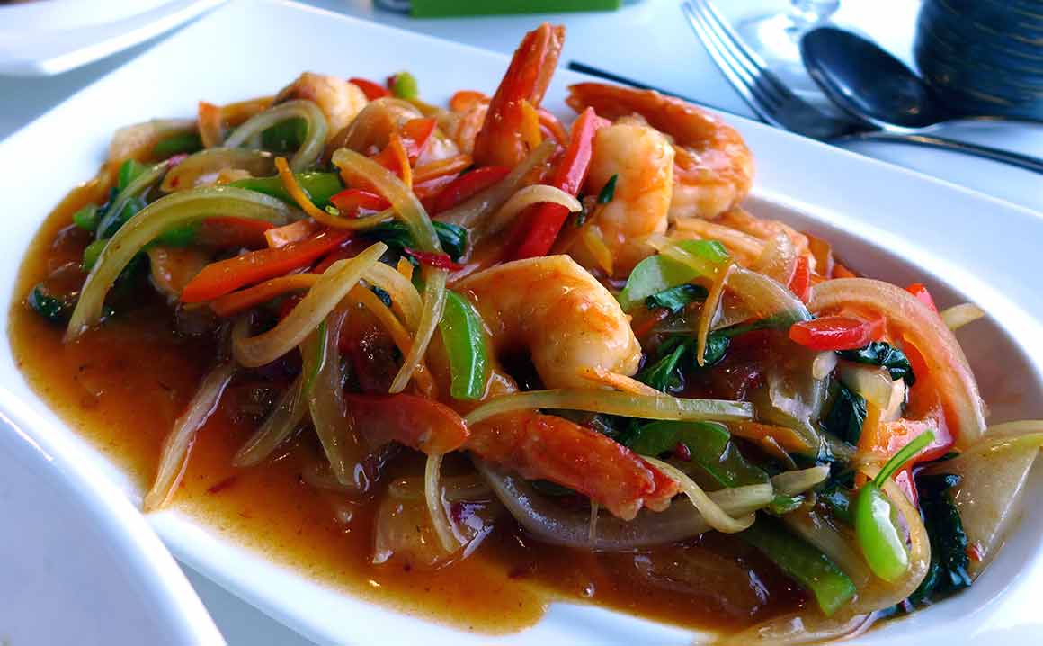 Restaurant Panasia Beaugrenelle : Crevettes au basilic Thai