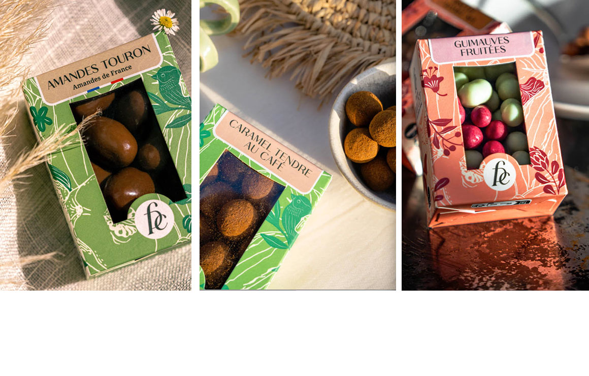 Amandes Touron, Caramel au café, Guimauves fruitées